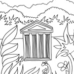 coloriage enfant temple et jungle